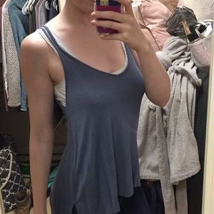 Blue and flowing strappy tank top